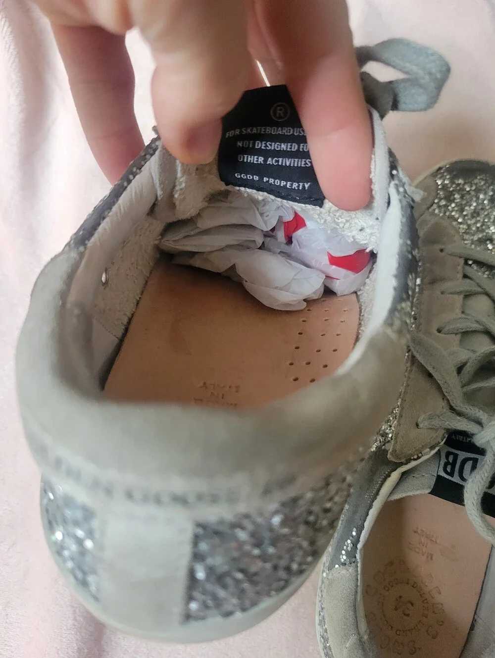 Kids Golden Goose Super Star With Silver Glitter And Suede Details